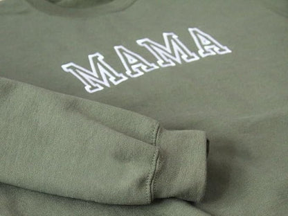 Green JERZEES NuBlend Crewneck sweatshirt with MAMA embroidery for screen printing