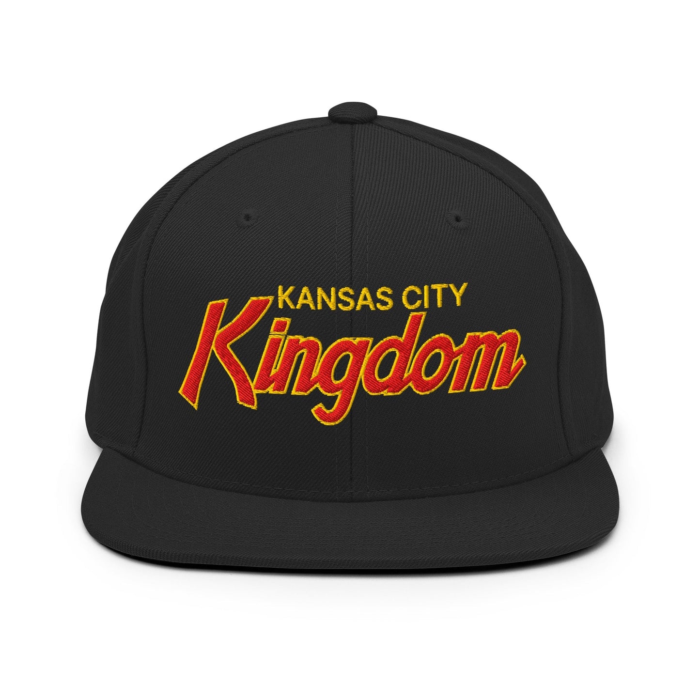 Kansas City Kingdom Embroidered Flat Bill Brim Snapback Hat - Black