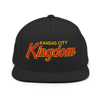 Kansas City Kingdom Embroidered Flat Bill Brim Snapback Hat - Black