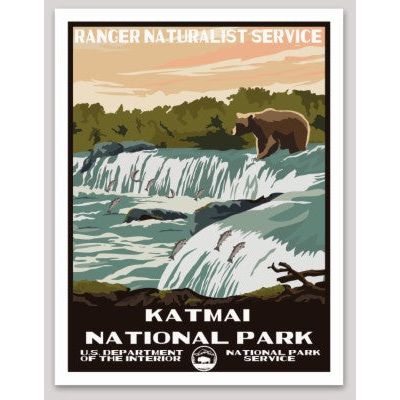 Katmai National Park WPA Sticker Large - sticker