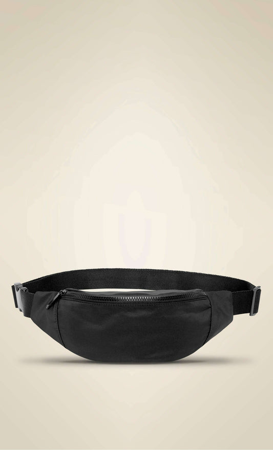 Black Koi Matte Fanny Pack from KOI1801, ideal for custom apparel and stylish convenience