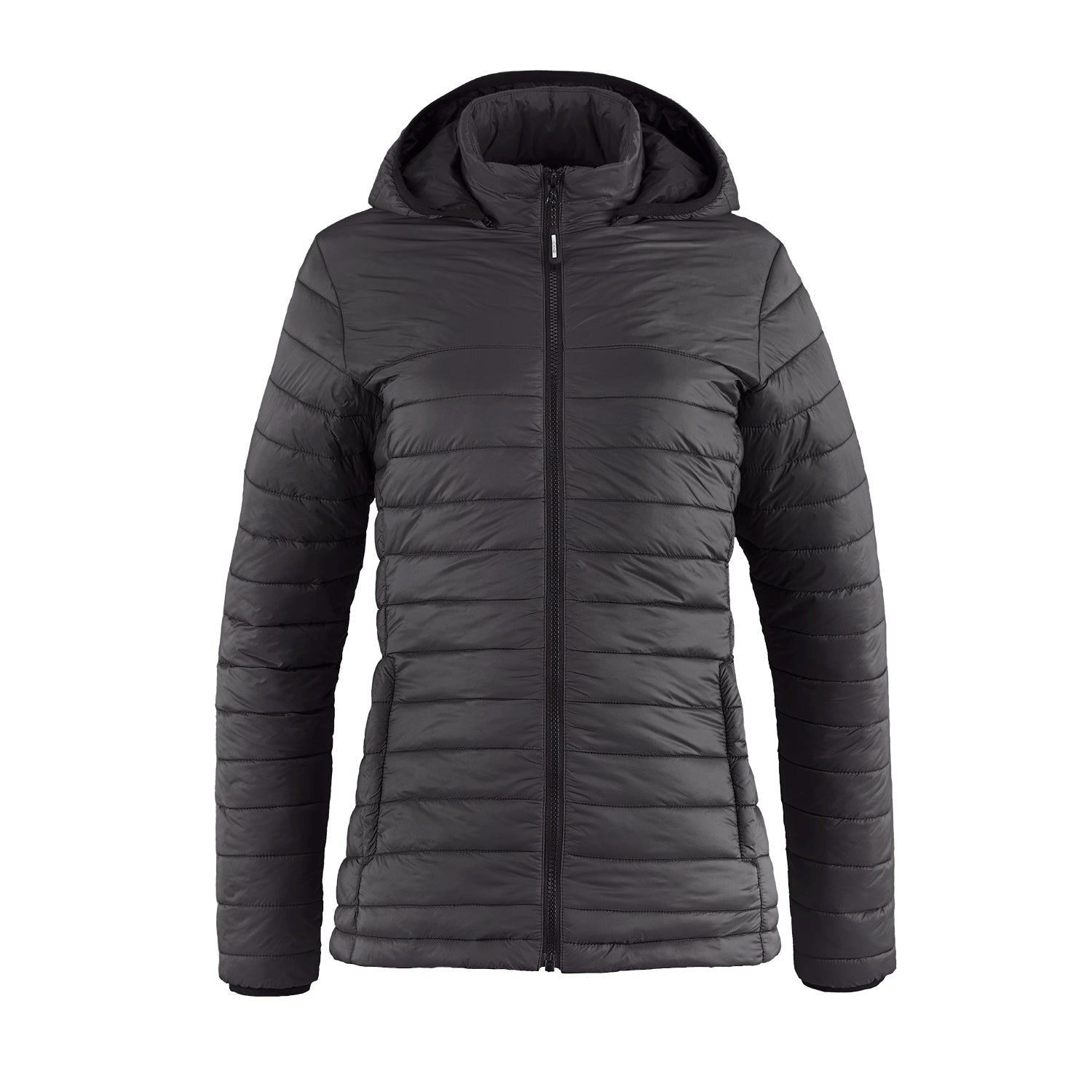 L00901 - Canyon - Ladies Puffy Jacket w/ Detachable Hood - Charcoal / XS - Puffer