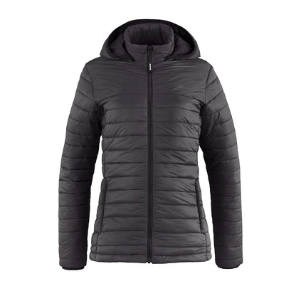 L00901 - Canyon - Ladies Puffy Jacket w/ Detachable Hood - Charcoal / XS - Puffer