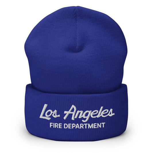 LAFD Los Angeles Fire Department Baseball Vintage Sports Script Embroidered Knit Cuffed Beanie - Toronto Screen Printing