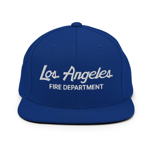 LAFD Los Angeles Fire Department Baseball Vintage Sports Script Embroidered Flat Bill Brim Snapback Hat - Toronto Screen Printing