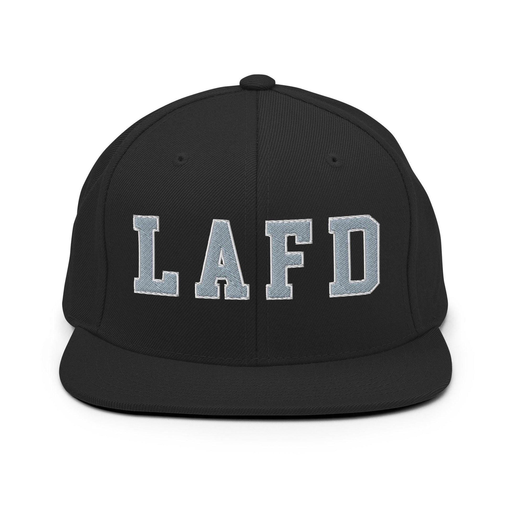 LAFD Los Angeles Fire Department Embroidered Flat Bill Brim Snapback Hat - Black