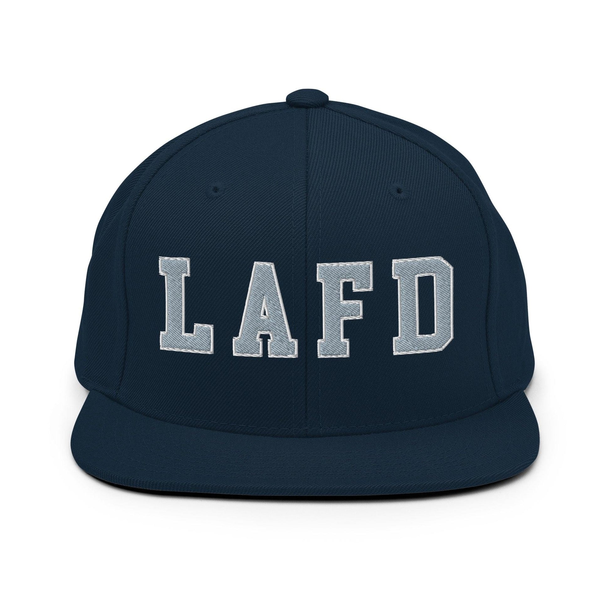 LAFD Los Angeles Fire Department Embroidered Flat Bill Brim Snapback Hat - Dark Navy
