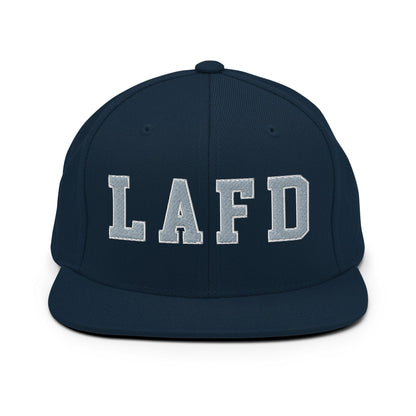 LAFD Los Angeles Fire Department Embroidered Flat Bill Brim Snapback Hat - Dark Navy