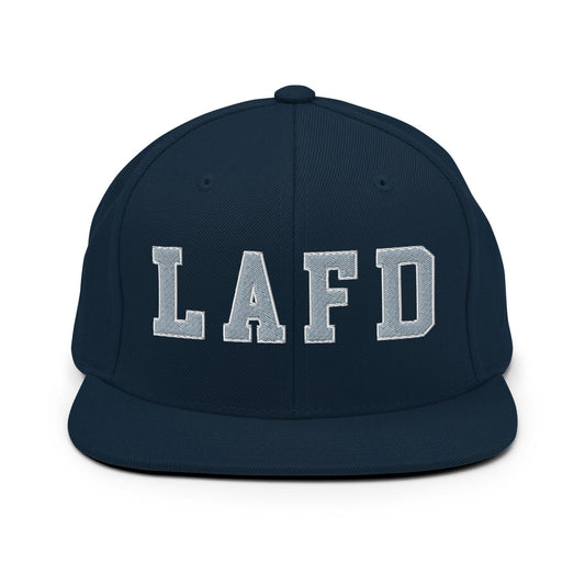 LAFD Los Angeles Fire Department Embroidered Flat Bill Brim Snapback Hat - Dark Navy