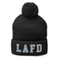 LAFD Los Angeles Fire Department Embroidered Knit Pom Beanie - Black
