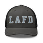 LAFD Los Angeles Fire Department Embroidered Mesh Trucker Hat - Charcoal/ Black