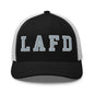 LAFD Los Angeles Fire Department Embroidered Mesh Trucker Hat - Black/ White