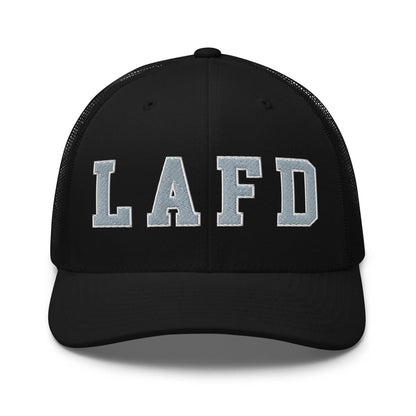 LAFD Los Angeles Fire Department Embroidered Mesh Trucker Hat - Black