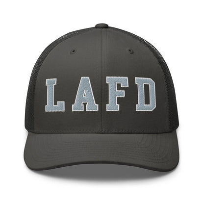 LAFD Los Angeles Fire Department Embroidered Mesh Trucker Hat - Charcoal