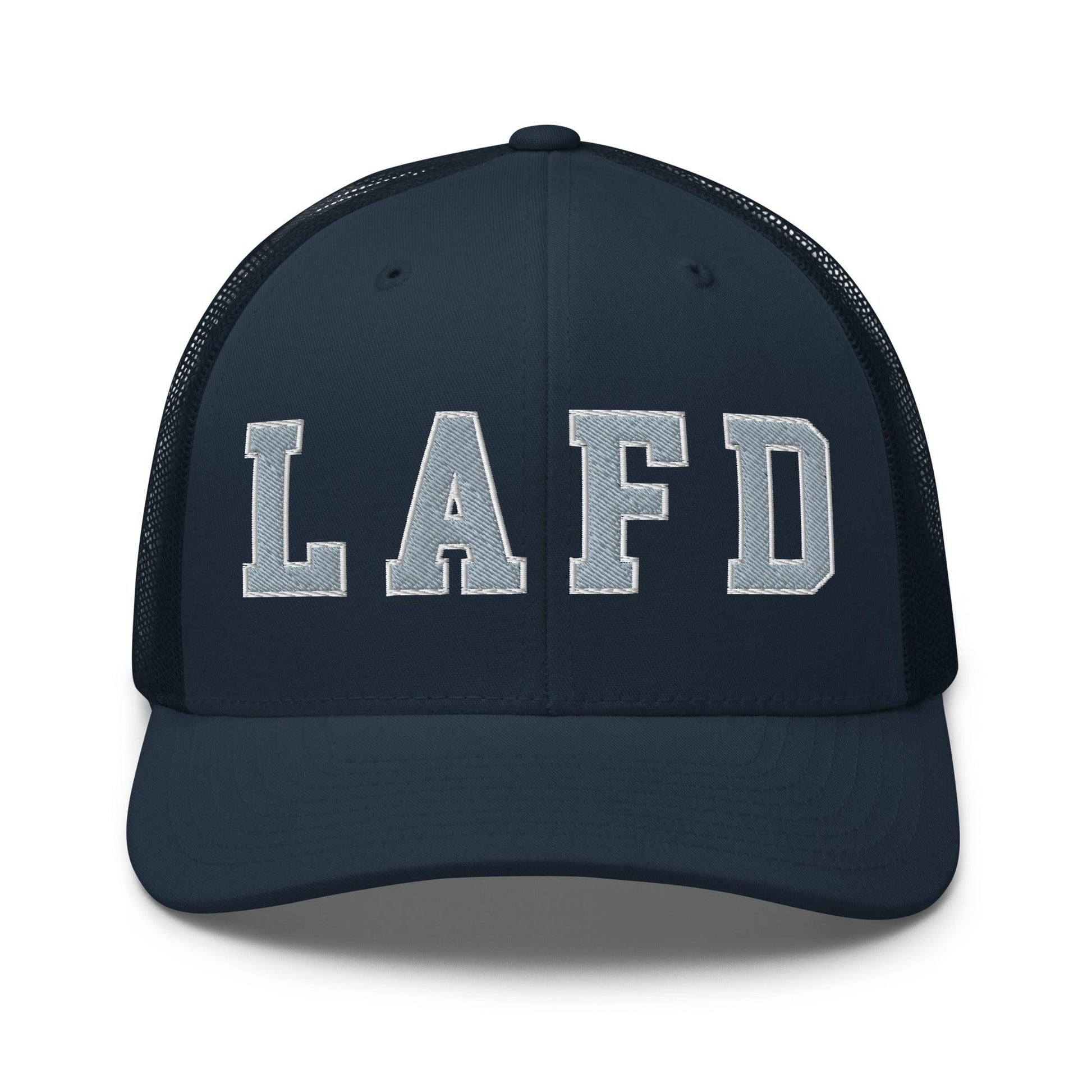 LAFD Los Angeles Fire Department Embroidered Mesh Trucker Hat - Navy
