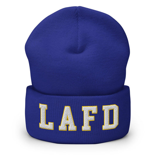 LAFD Los Angeles Fire Department Football Embroidered Knit Cuffed Beanie - Toronto Screen Printing