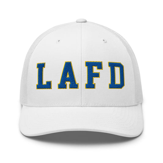 LAFD Los Angeles Fire Department Football Embroidered Mesh Trucker Hat - Toronto Screen Printing