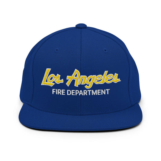 LAFD Los Angeles Fire Department Football Vintage Sports Script Embroidered Flat Bill Brim Snapback Hat - Toronto Screen Printing