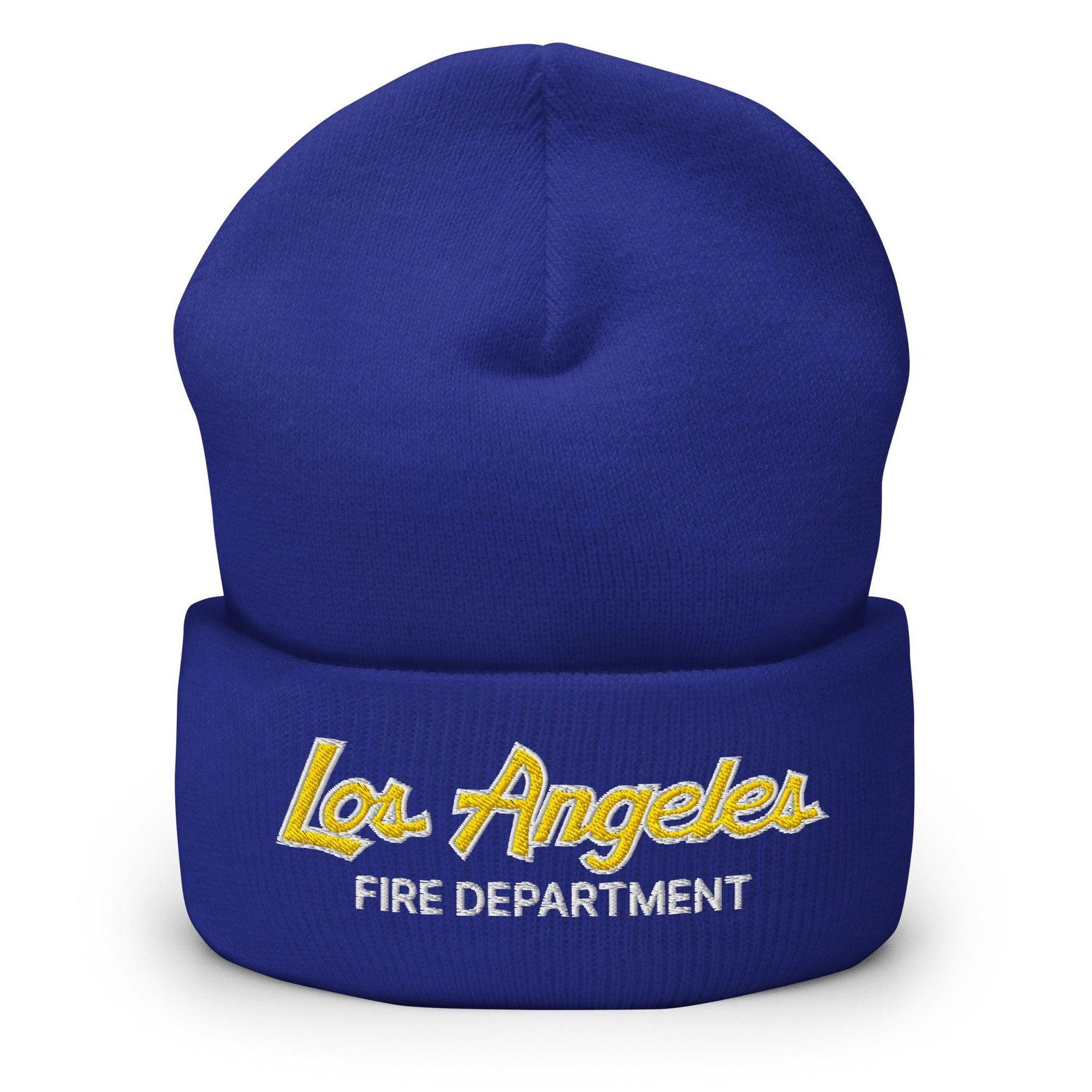 LAFD Los Angeles Fire Department Football Vintage Sports Script Embroidered Knit Cuffed Beanie