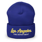 LAFD Los Angeles Fire Department Football Vintage Sports Script Embroidered Knit Cuffed Beanie