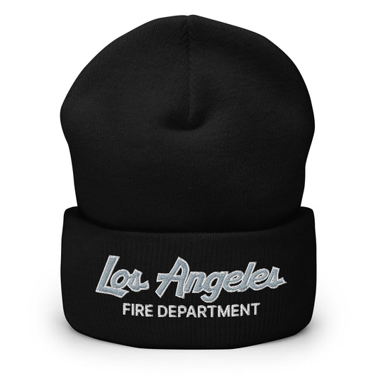 LAFD Los Angeles Fire Department Vintage Sports Script Embroidered Knit Cuffed Beanie - Toronto Screen Printing