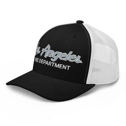 LAFD Los Angeles Fire Department Vintage Sports Script Embroidered Mesh Trucker Hat
