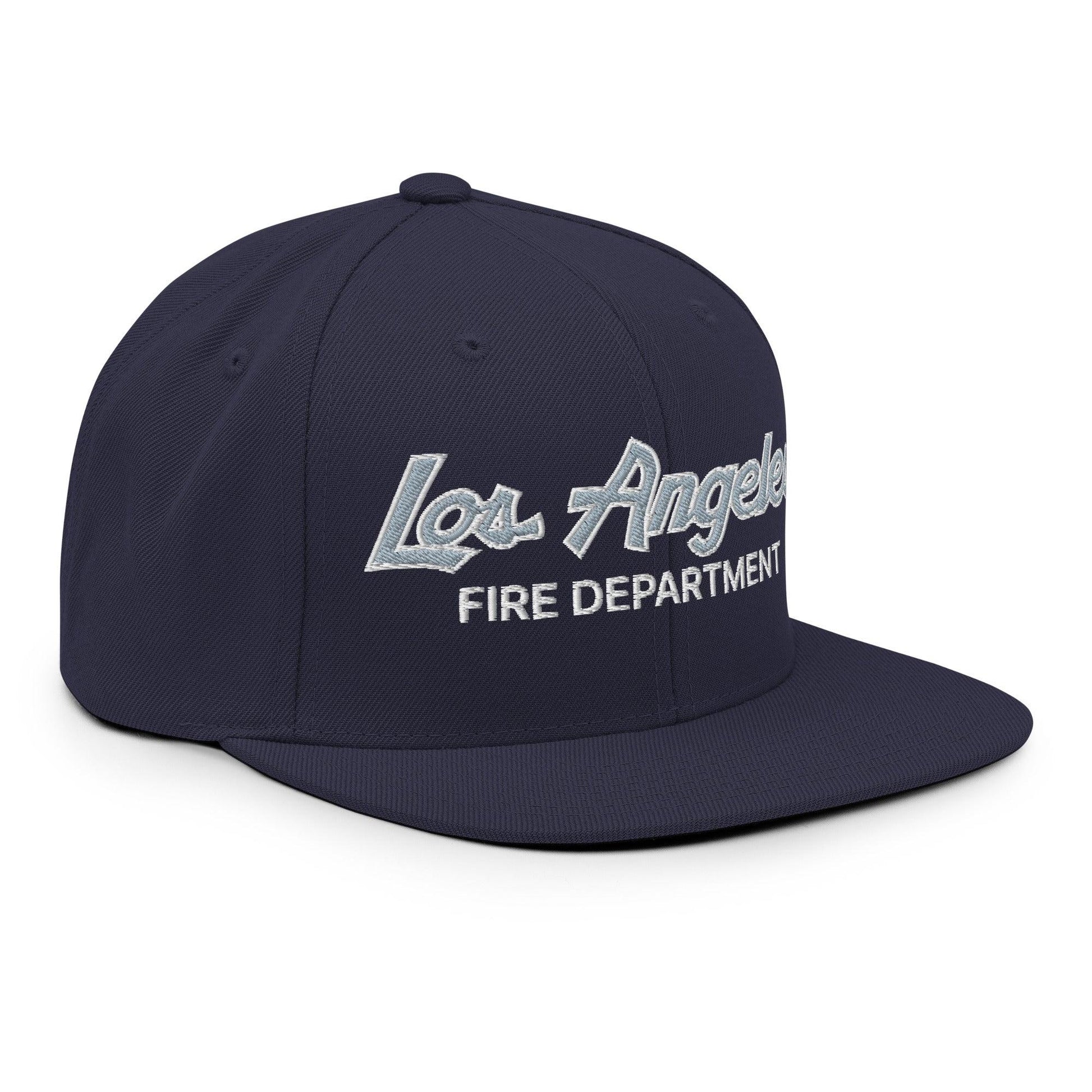 LAFD Los Angeles Fire Department Vintage Sports Script Embroidered Flat Bill Brim Snapback Hat