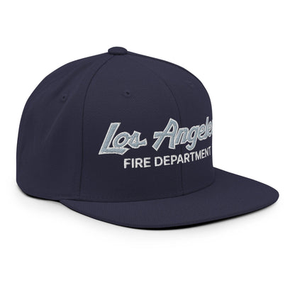 LAFD Los Angeles Fire Department Vintage Sports Script Embroidered Flat Bill Brim Snapback Hat
