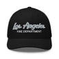 LAFD Los Angeles Fire Department Vintage Sports Script Embroidered Mesh Trucker Hat - Black