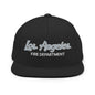 LAFD Los Angeles Fire Department Vintage Sports Script Embroidered Flat Bill Brim Snapback Hat - Black