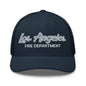 LAFD Los Angeles Fire Department Vintage Sports Script Embroidered Mesh Trucker Hat - Navy
