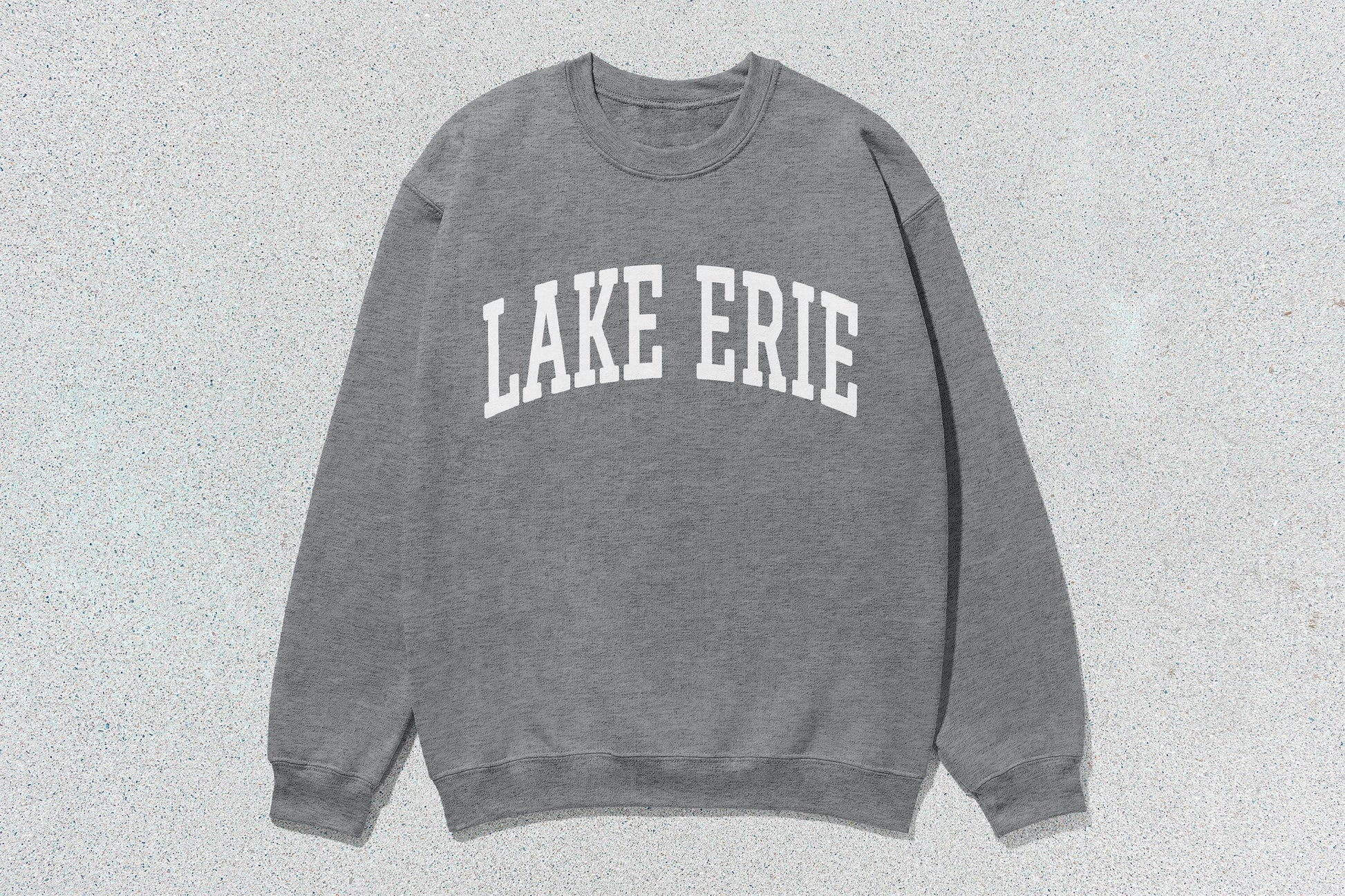 Gray Lake Erie sweatshirt with screen printing on custom apparel Unisex Crewneck