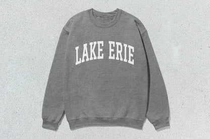 Gray Lake Erie sweatshirt with screen printing on custom apparel Unisex Crewneck