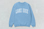 Light blue Lake Erie sweatshirt with screen printing in custom apparel style