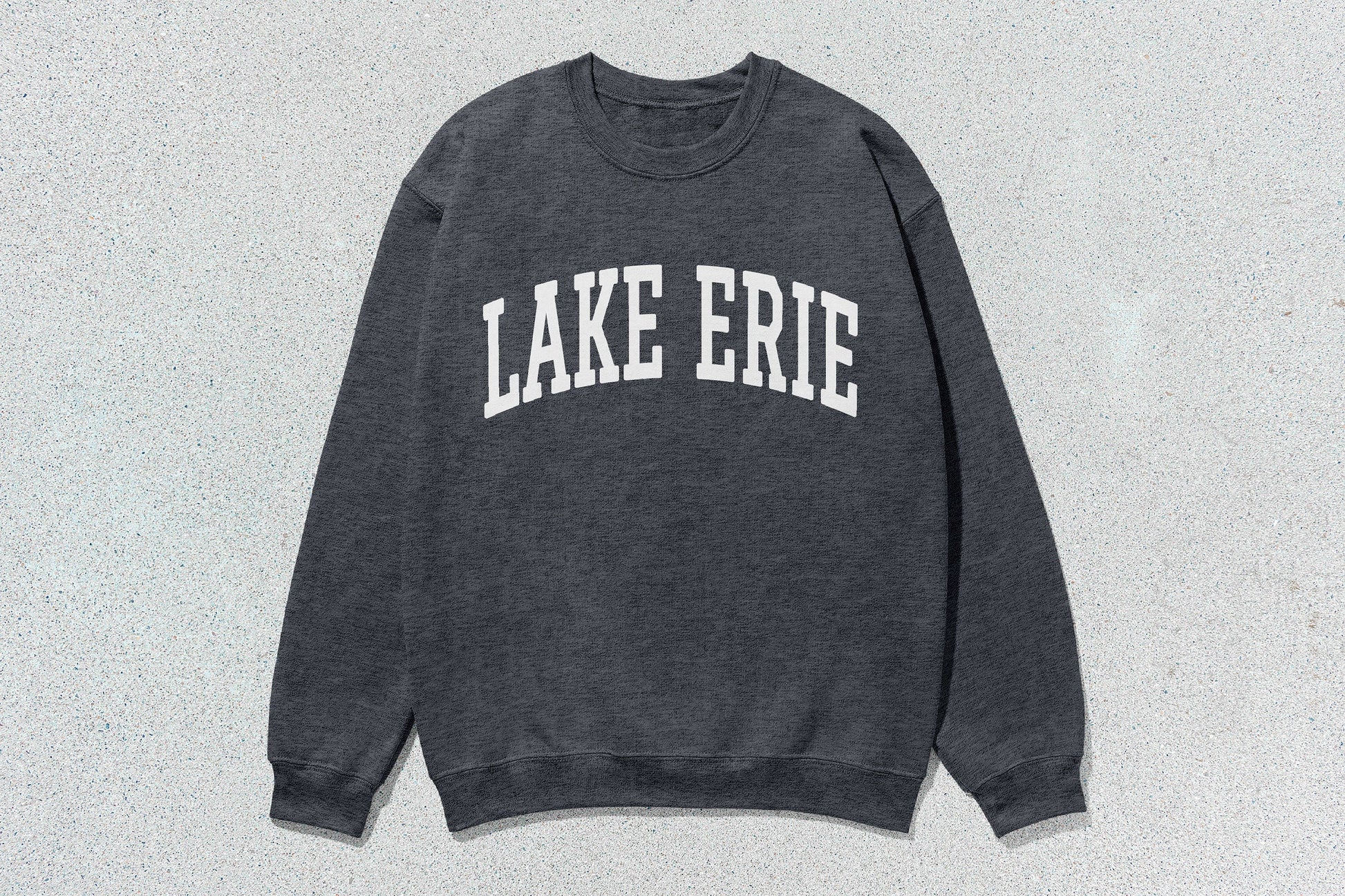 Gray crewneck sweatshirt from Lake Erie sweatshirt collection, ideal for custom apparel and screen printing