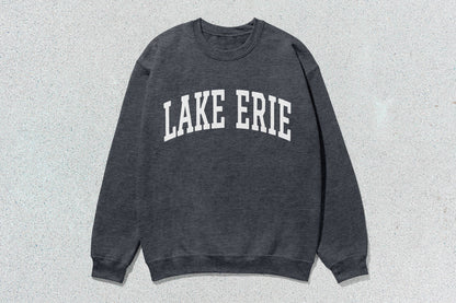 Gray crewneck sweatshirt from Lake Erie sweatshirt collection, ideal for custom apparel and screen printing