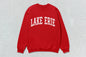 Red Lake Erie sweatshirt featuring screen printing on custom apparel for a unisex crewneck