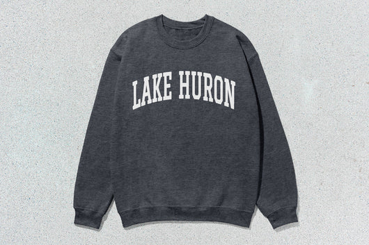 Lake Huron - Unisex Heavy Blend™ Crewneck Sweatshirt - Charcoal Heather / Small - Sweatshirts & Hoodies