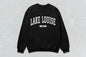 Black Lake Louise crewneck sweatshirt showcasing custom apparel for Lake Louise fans