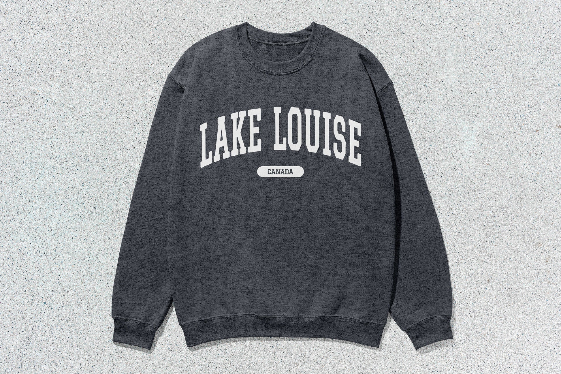 Gray crewneck sweatshirt from Lake Louise unisex heavyweight custom apparel collection