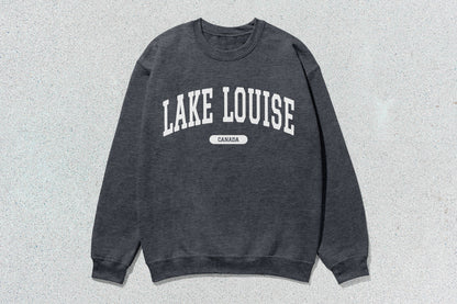 Gray crewneck sweatshirt from Lake Louise unisex heavyweight custom apparel collection