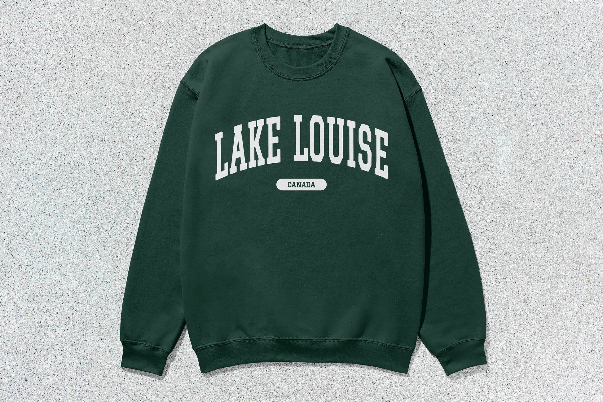Green Lake Louise crewneck sweatshirt in custom apparel collection for Lake Louise lovers