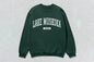 Green Lake Muskoka Canada crewneck sweatshirt showcasing custom apparel in a stylish design