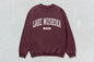 Maroon Lake Muskoka crewneck sweatshirt showcasing custom apparel for men and women