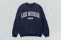 Navy blue Lake Muskoka custom apparel crewneck sweatshirt displayed in product listing