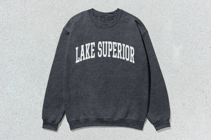 Gray Lake Superior unisex crewneck sweatshirt, perfect custom apparel for lake lovers