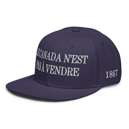 Le Canada n’est pas à Vendre Canada is not for Sale 1867 Flag Embroidered Flat Bill Brim Snapback Hat - Headwear