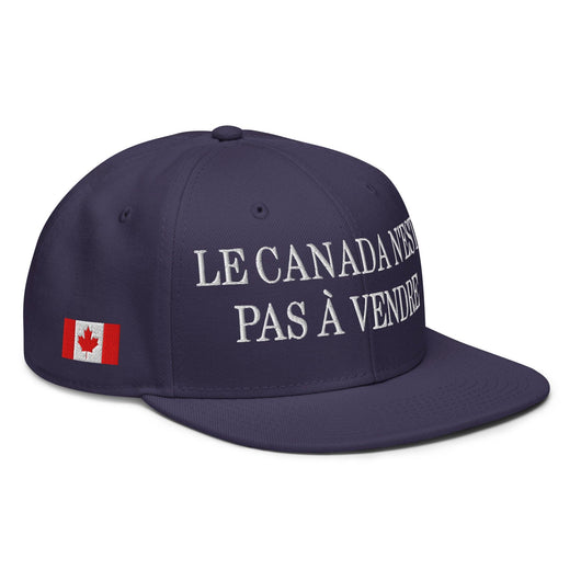 Le Canada n’est pas à Vendre Canada is not for Sale 1867 Flag Embroidered Flat Bill Brim Snapback Hat - Navy blue
