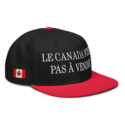 Le Canada n’est pas à Vendre Canada is not for Sale 1867 Flag Embroidered Flat Bill Brim Snapback Hat - Red / Black