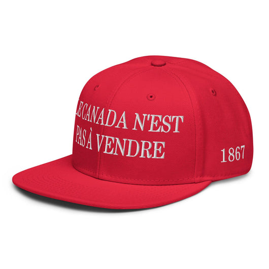 Le Canada n’est pas à Vendre Canada is not for Sale 1867 Flag Embroidered Flat Bill Brim Snapback Hat - Headwear